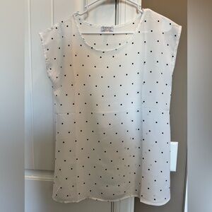 Darling White Top with Black Polka Dots Small Buisness
